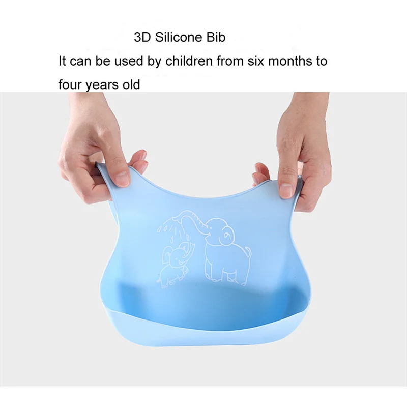 Food grade healthy feeding three-dimensional shape  promotional non toxic baby silicone bibs