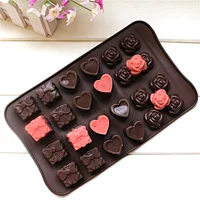 Silicon Valentine'S Coloring Heart And Rose Silicone Chocolate Mold 3D Shapes