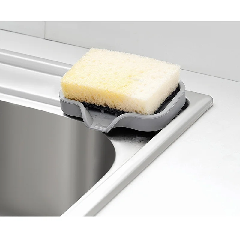 Wholesale Eco Friendly Non-slip Kitchen Sink Organizer Tray For Sponge Soap Dispenser Silicone Kitchen Soap Tray