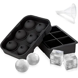 6 Large Square Ice Cube Molds Ice Cube Trays for Whiskey Big Sphere 2 Pack 6 Ice Ball Maker