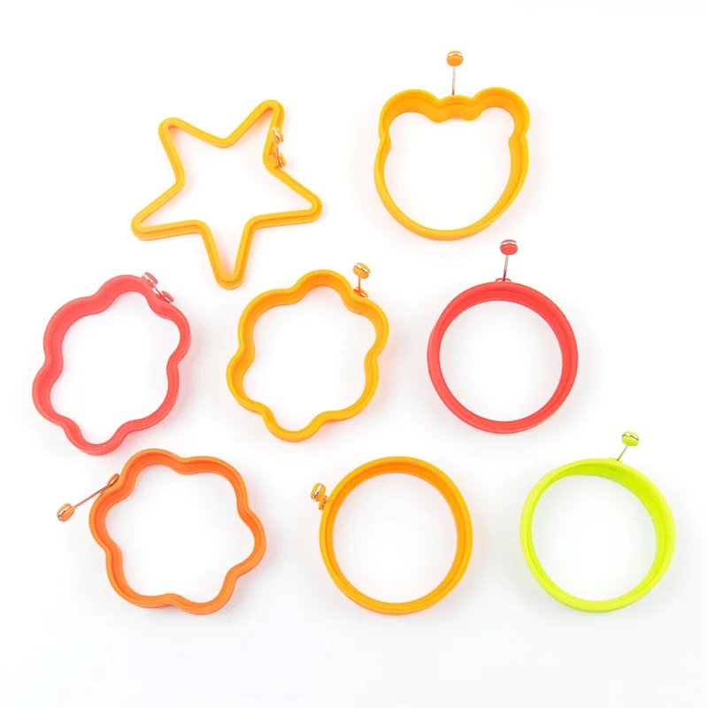 Nonstick Silicone Square Shaped  Pancake Mold Colorful Egg Fry Ring  Set