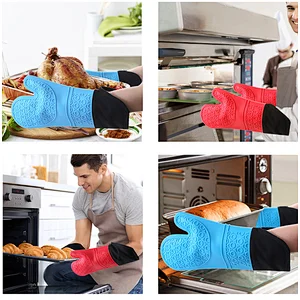 Thick Silicone And Cotton Heat Insulation Gloves Kitchen Silicone Baking Heat Resistant Glove
