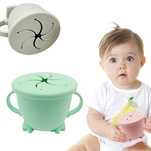 Silicone Baby Cup With Straw Handles Cover Lid Foldable Kids Toddler Spoon Bowl Plate Bib Baby Silicone Cup