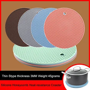 Heat Resistant Round Coaster Pot Mat Holder Non-slip Foldable Silicone Trivets Pot Holder