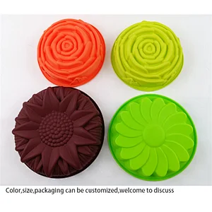 Cake 3D Decorating Round Fondant Silicone Colour Mold Cake Silicone Mold Flower Birthday Cake Backing