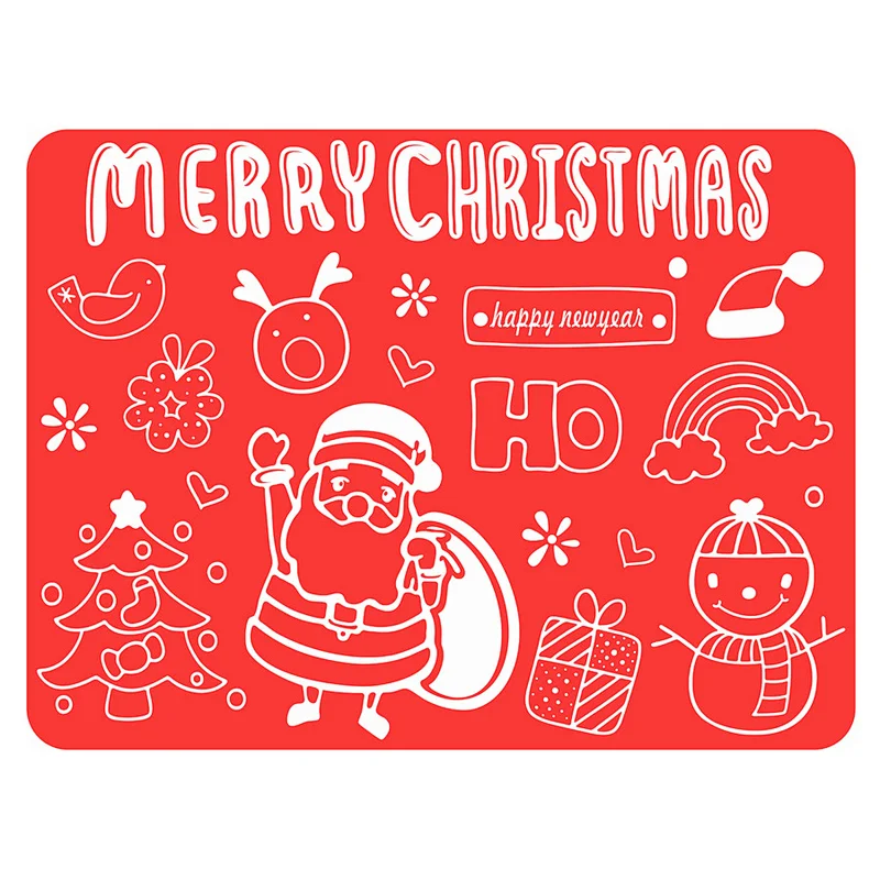 Eco-friendly Educational  Christmas Colorful waterproof Silicone Placemats for Kids Doodle drawing Set