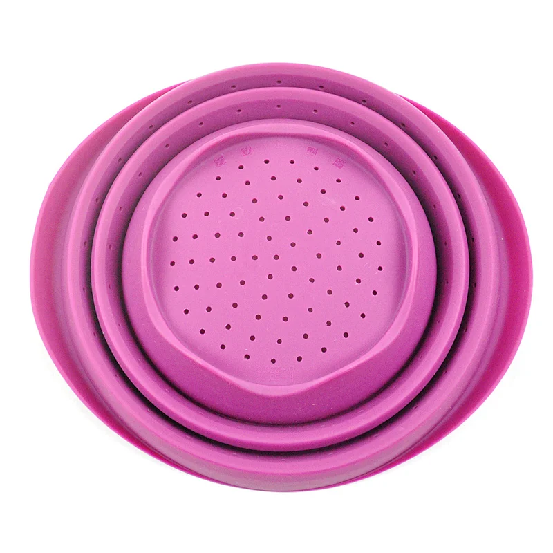 Collapsible Foldable Silicone Colander Fruit Vegetable Washing Round Strainer