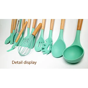 Wooden Handle Versatiles Smart accessories Bamboo Household Used Silicone Wooden Kitchen Utensils Utensil Set Cooking Tools