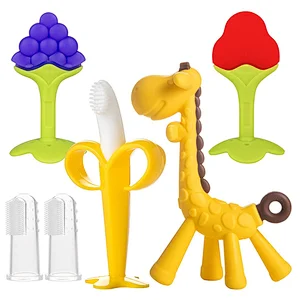 Wholesale Fruit Banana Baby Tooth Brush Teether Toy Silicone Baby Fruit Teether