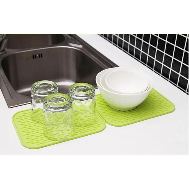 Silicone Drain Mat for Kitchenware Self Dish Food Foldable Silicone Sponge Draining Mat