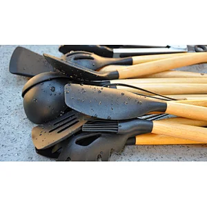 Kitchen  Set Wooden Whisk Spoons Bamboo Cooking Neutral Wooden Cooking Utensil Set Wood And Gold Utensils