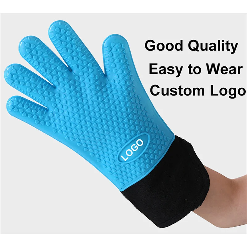Wholesale Long Waterproof Heat Resistant OEM/ODM Silicone Cotton Cooking Oven Mitts