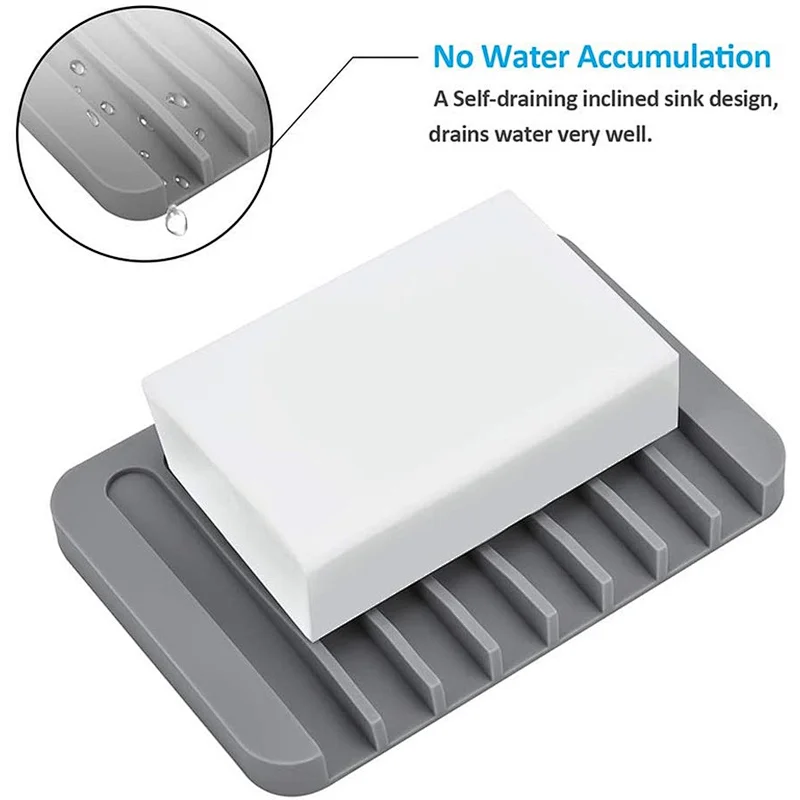 Wholesale Non-Slip Flexible Self Draining Soap Dish Customized Colors Silicone Soap Holder