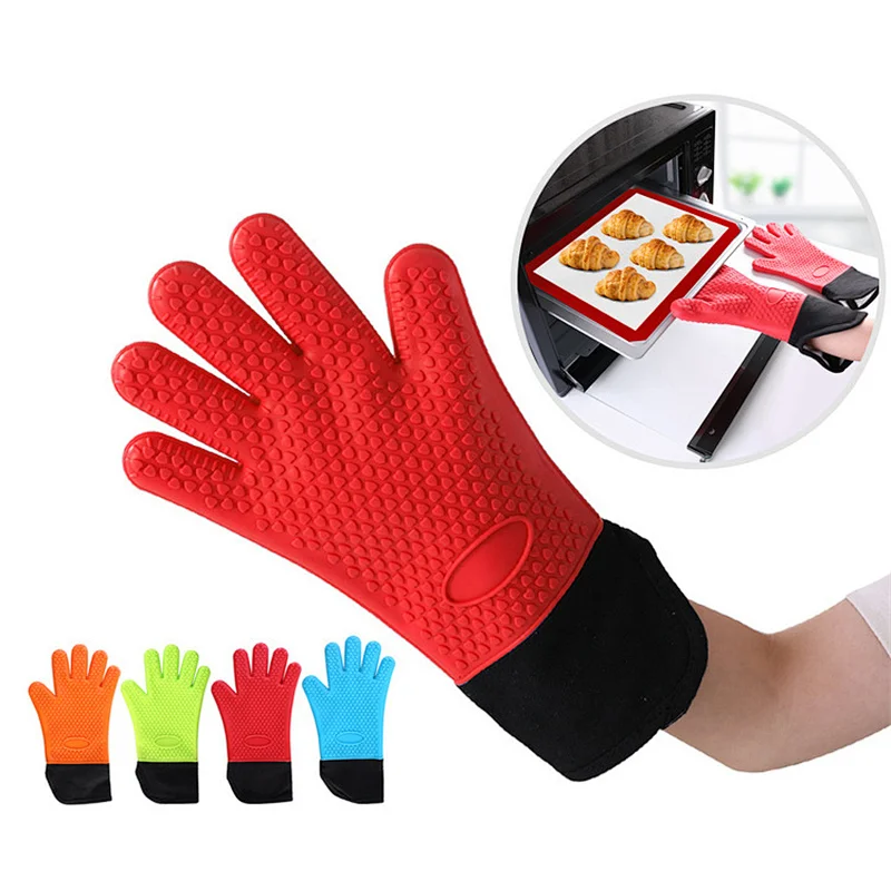 Wholesale Long Waterproof Heat Resistant OEM/ODM Silicone Cotton Cooking Oven Mitts