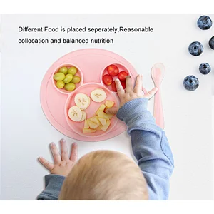 100% Silicone Suction plate with placemat  Mickey baby dinner plate Baby silicone placemat