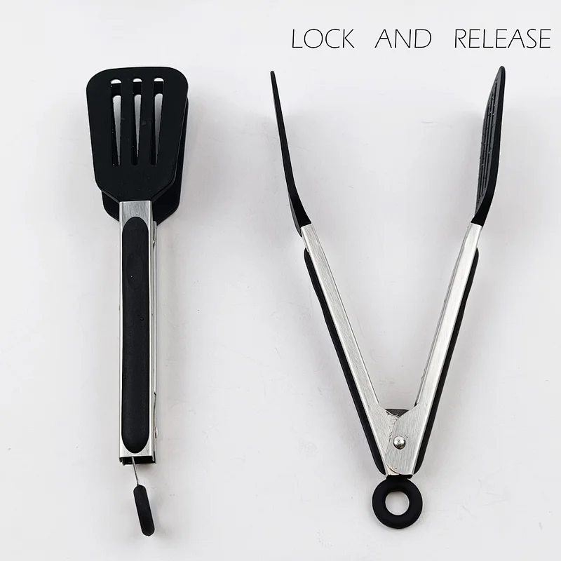 Stainless Steel Non-Stick Food Clip Tongs Kitchen Serving Metal Locking Cooking Tongs