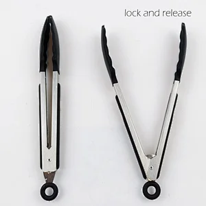 2022 China Non Stick Stainless Steel Bread Dessert Food Salad Clip Clip Bbq Tongs Kitchen