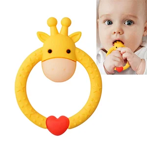 Silicone Baby teething toy BPA free cute deer circle shape teether silicone baby products