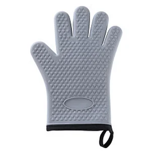 28cm Five Fingers Silicone Oven Glove With Cotton Fingers Silicone Oven Glove With Cotton Quilted