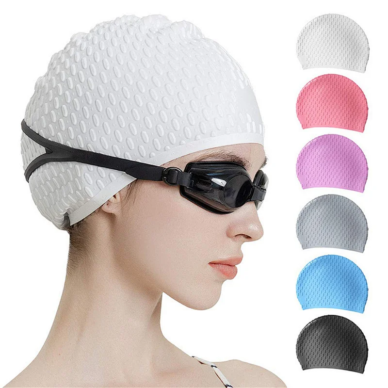 Custom Silicon Chinese Adult Unisex Long Hair Swimming Cap Printed Sale With Logo