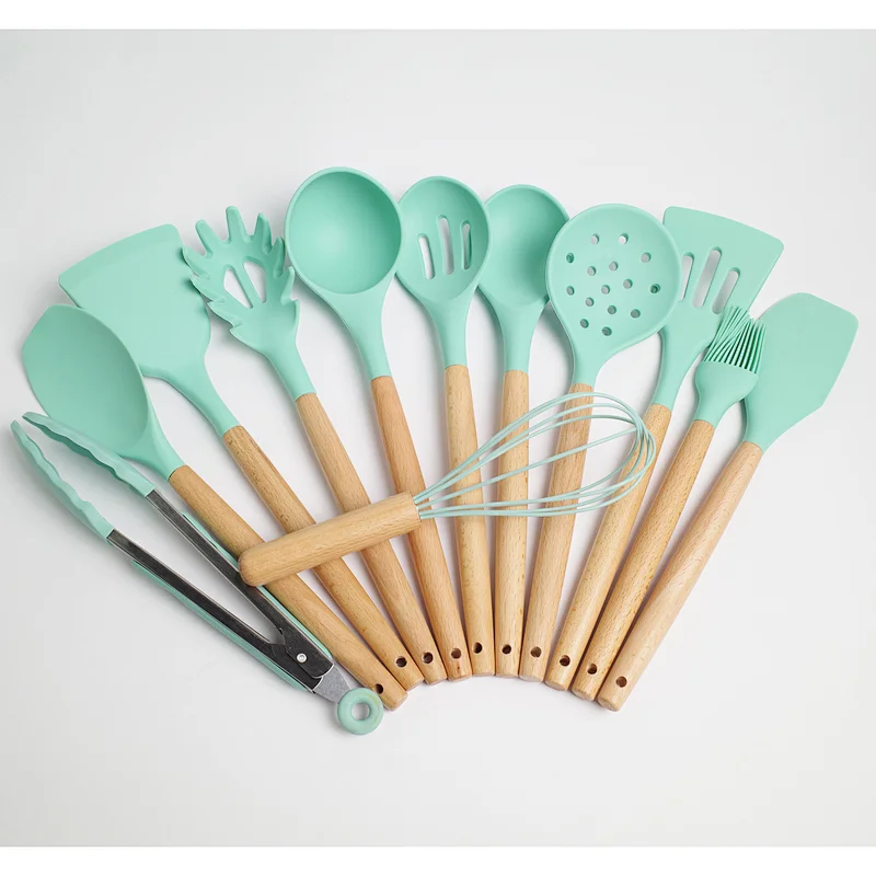 Kitchen  Set Wooden Whisk Spoons Bamboo Cooking Neutral Wooden Cooking Utensil Set Wood And Gold Utensils