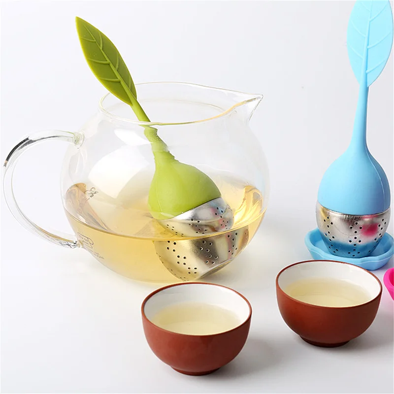 Ball Shape Stainless Steel Tea Filter Tea Infuser Silicone Handle Strainer Filter Loose