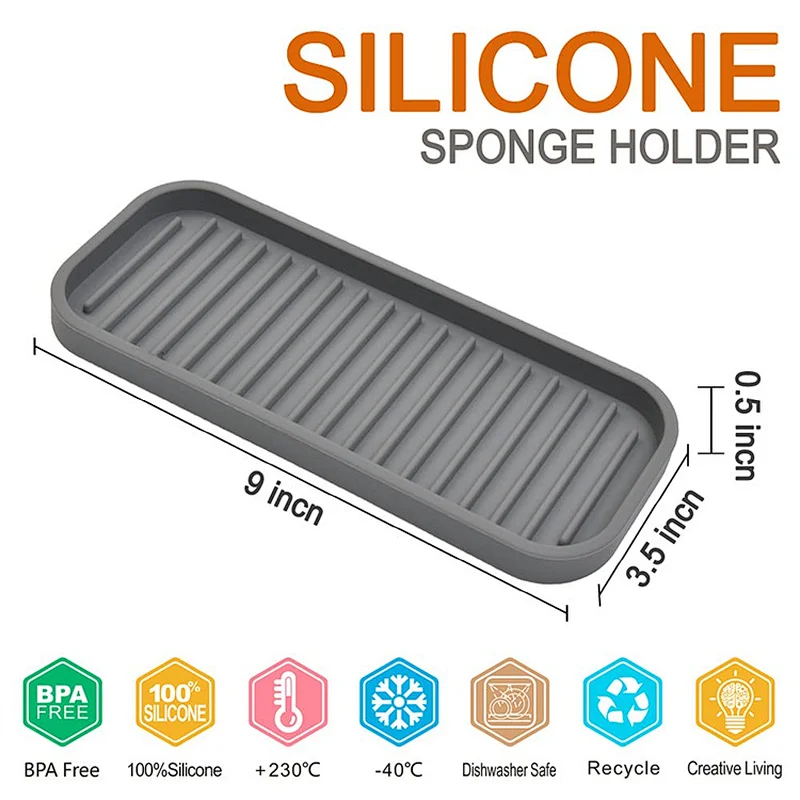 Silicone Kitchen Sponge Holder For Kitchen,Bathroom,Makeup,Trinkets