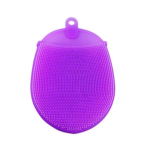 Body Bristle Scrubber Wash Facial Silicone Shower Scrubber With Loop  Soft