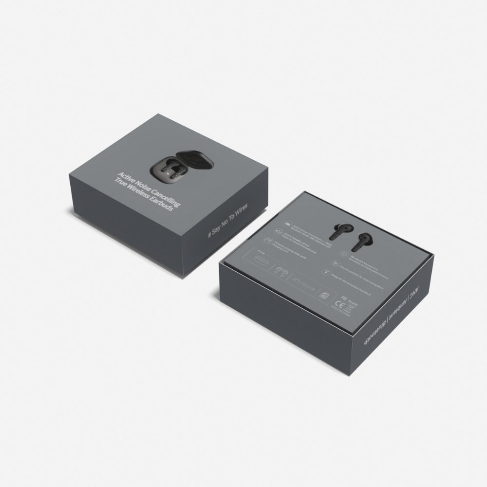 ANC ENC Dual Microphones Bluetooth 5.3 TWS Earbuds, Adjustable ANC/Ambient Mode, Fast Charge Low Latency