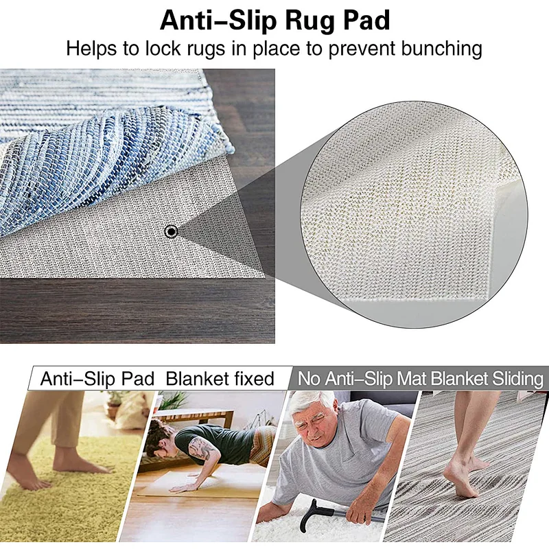 Non Slip Rug Pad Gripper 8x10 Feet Extra Thick Pads for Any Hard