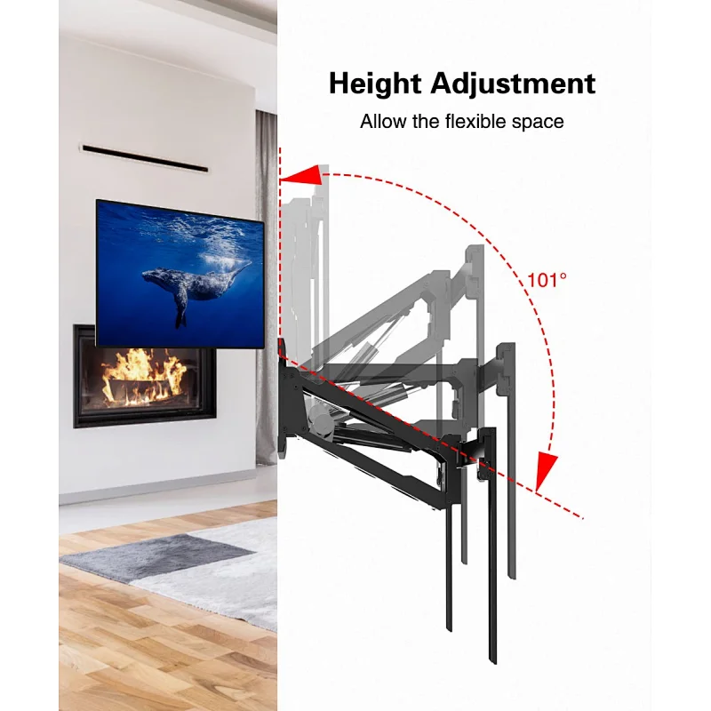 Remote control Full motion 45 to 100 inch motorized electric led tv wall mount