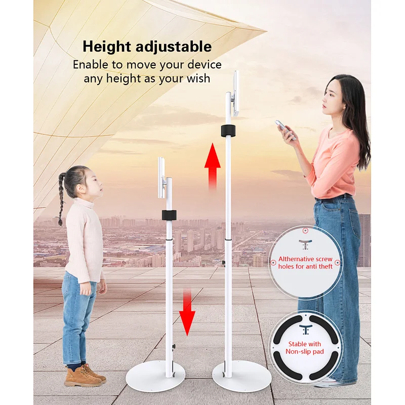 Height Adjustable Face Recognition Body Temperature Holder Floor Stand Kiosk