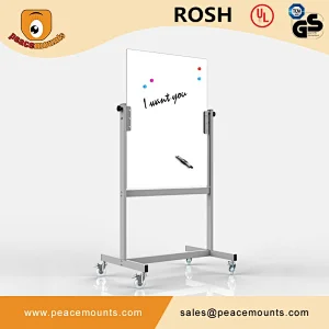 Mobile Glass Whiteboard Freestanding moveable with wheel magnetic double side interactive dry erase glass whiteboard WB11