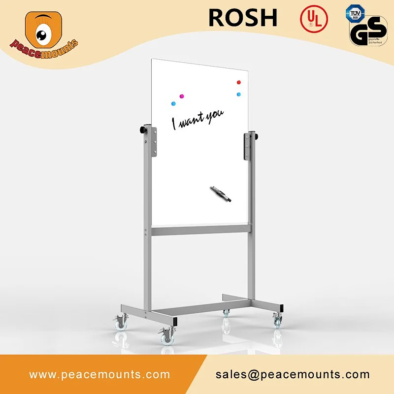 Mobile Glass Whiteboard Freestanding moveable with wheel magnetic double side interactive dry erase glass whiteboard WB11