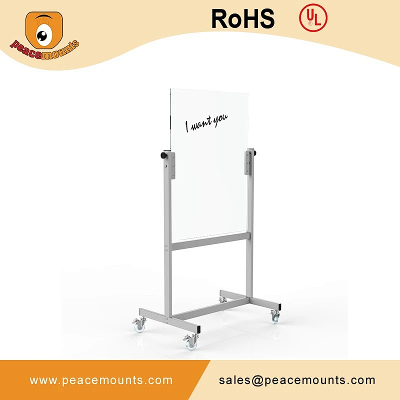 Freestanding moveable with wheel magnetic reinforced  interactive dry erase glass whiteboard GB-03