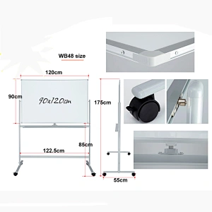 WB48 Mobile 360 degree rotation Dry Erase Double Sided Magnetic Whiteboard Stand