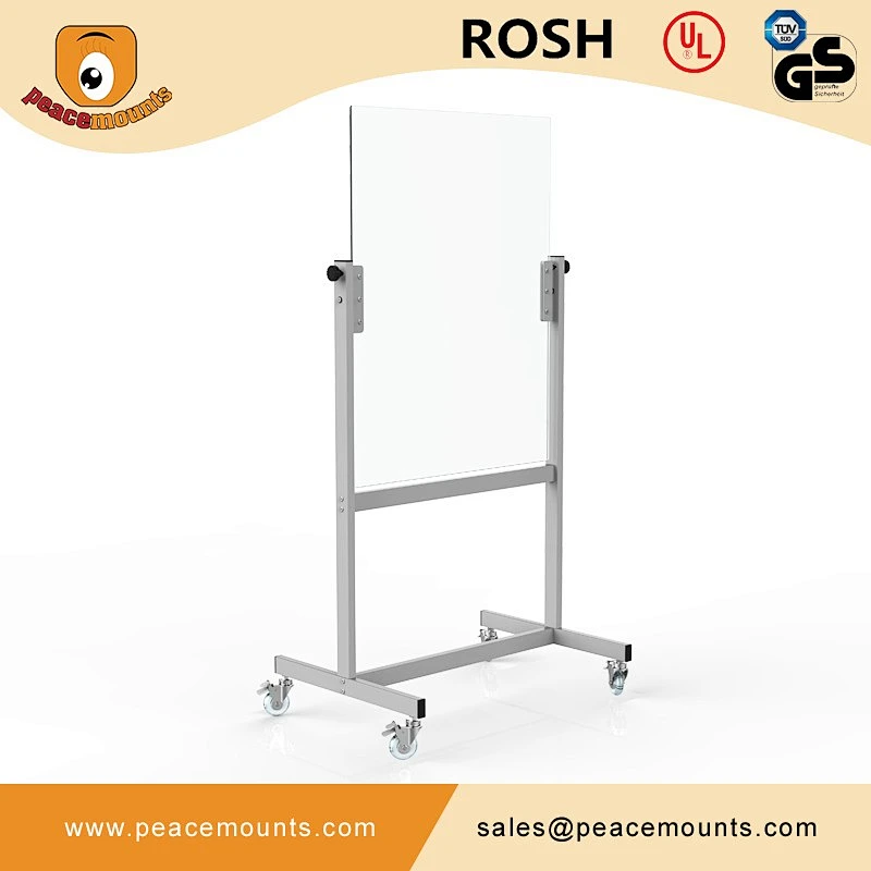 Freestanding moveable with wheel magnetic reinforced  interactive dry erase glass whiteboard GB-03