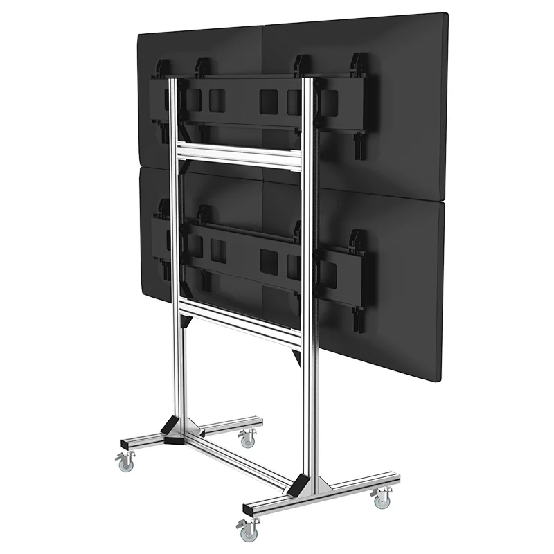 VESA 600 X 400 4 Screens Modern Monitor Mount Adjustable Moveable TV Floor Stand