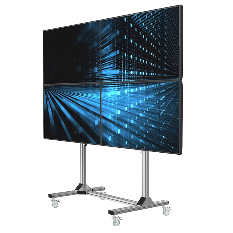 VESA 600 X 400 4 Screens Modern Monitor Mount Adjustable Moveable TV Floor Stand