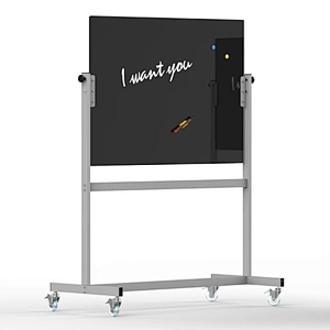 Mobile Glass Whiteboard Freestanding moveable with wheel magnetic double side interactive dry erase glass whiteboard WB11
