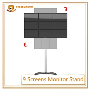 Full Motion Multi-Screen 9 Screens Durable Adjustable Floor TV Stand for LED LCD