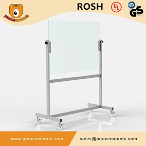NEW Thick 8mm Tempered Glass and SPCC Transparent Removable Glass Board Whiteboard With Non marring Grip Swivel Casters