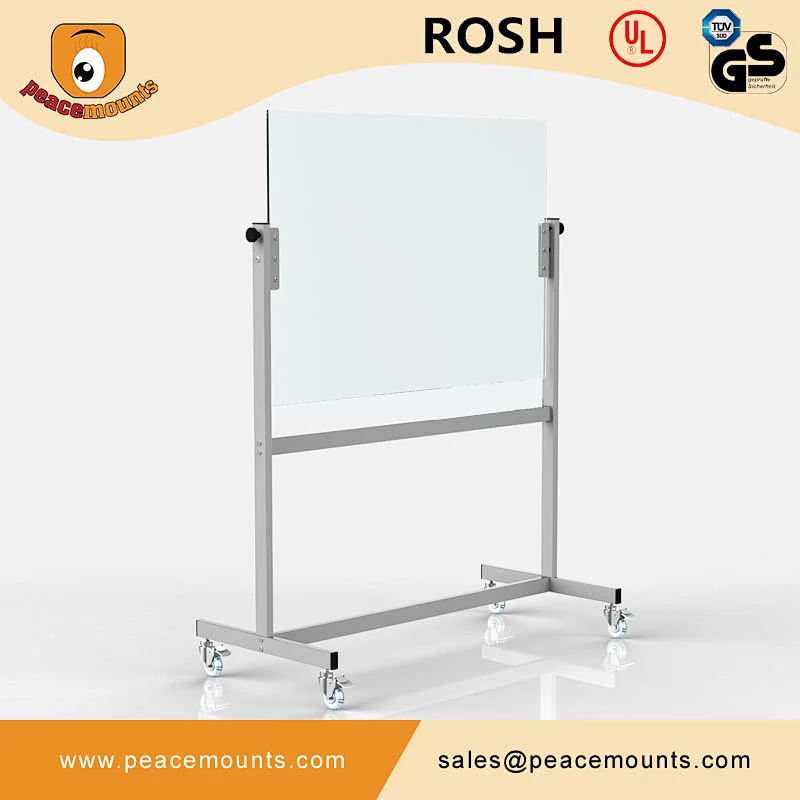 NEW Thick 8mm Tempered Glass and SPCC Transparent Removable Glass Board Whiteboard With Non marring Grip Swivel Casters