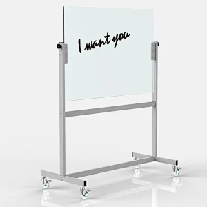 NEW Thick 8mm Tempered Glass and SPCC Transparent Removable Glass Board Whiteboard With Non marring Grip Swivel Casters