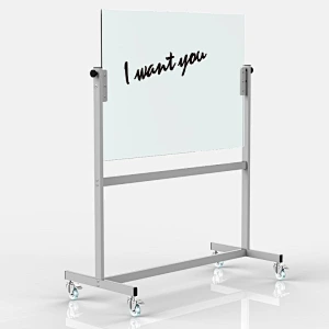 NEW Thick 8mm Tempered Glass and SPCC Transparent Removable Glass Board Whiteboard With Non marring Grip Swivel Casters