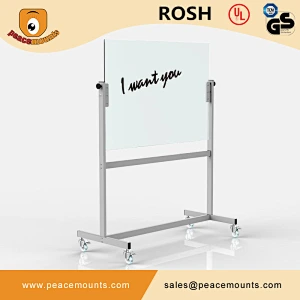 NEW Thick 8mm Tempered Glass and SPCC Transparent Removable Glass Board Whiteboard With Non marring Grip Swivel Casters