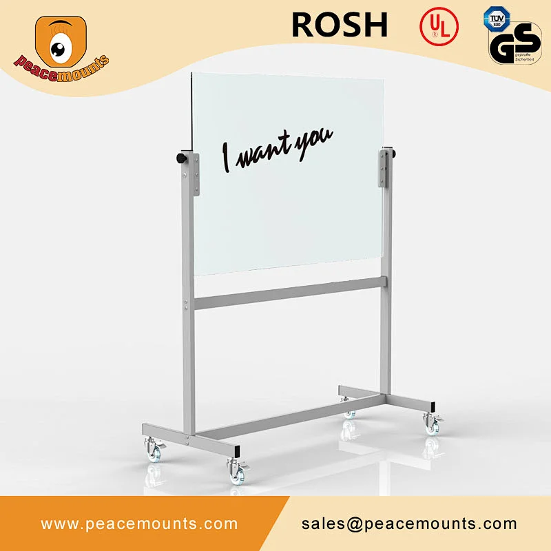 NEW Thick 8mm Tempered Glass and SPCC Transparent Removable Glass Board Whiteboard With Non marring Grip Swivel Casters