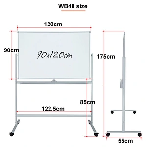8mm Thickness School Or Office Use Magnetic Tempered Glass Whiteboard With Swivel Casters