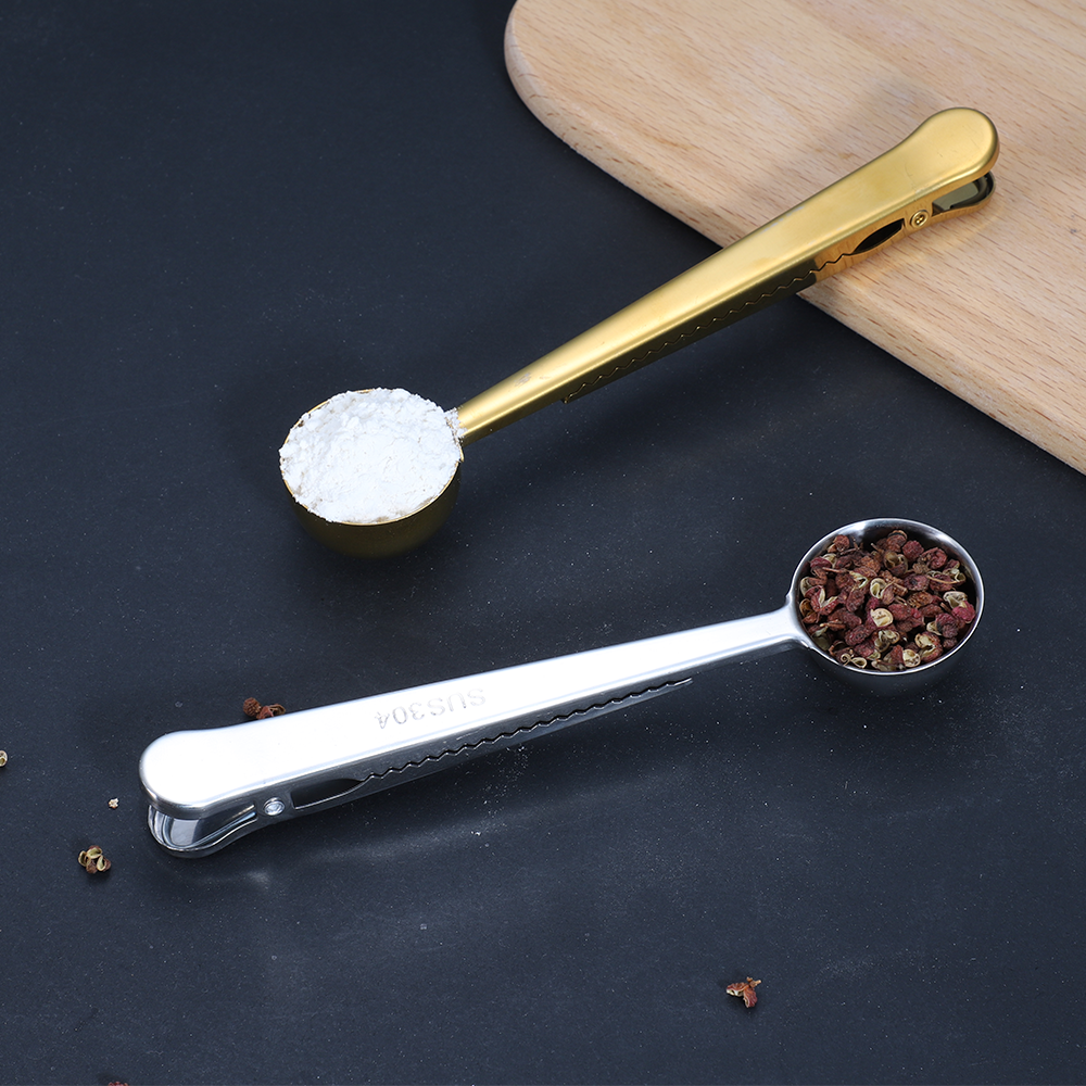 Stainless Steel Coffee Measuring Spoon With Clip 7844