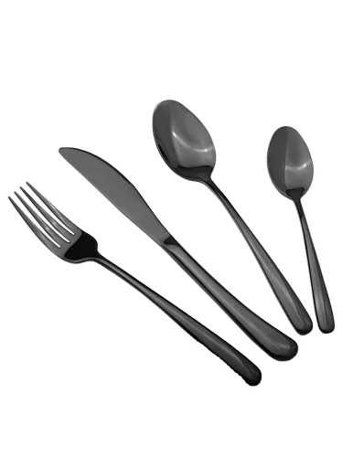 buy black stainless steel flatware sets